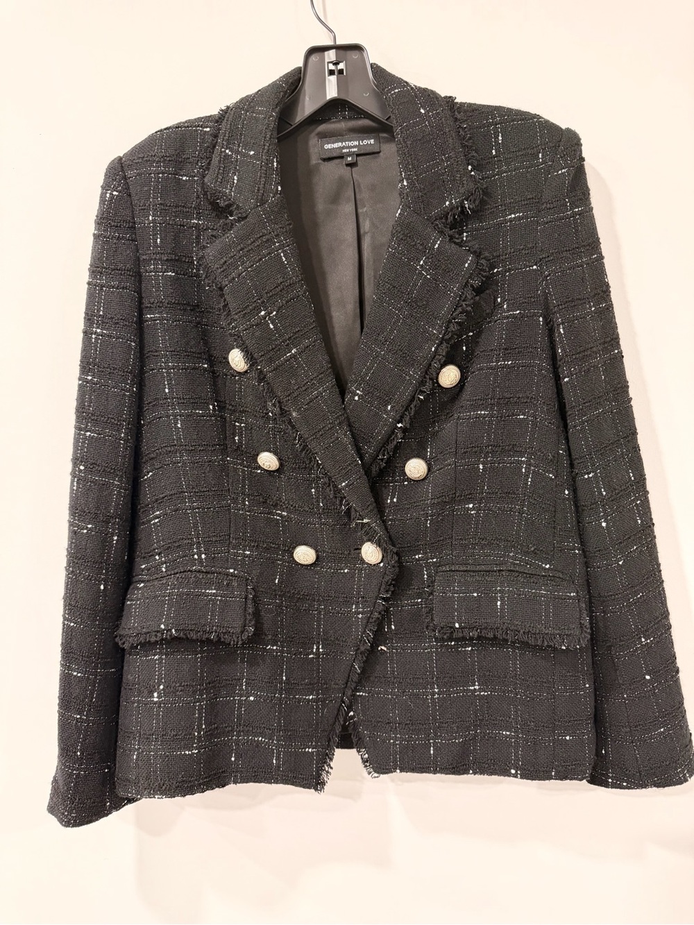 Generation Love Alexa Textured Tweed Windowpane Blazer Size Medium